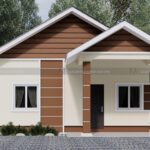 Modern house with brown accents.